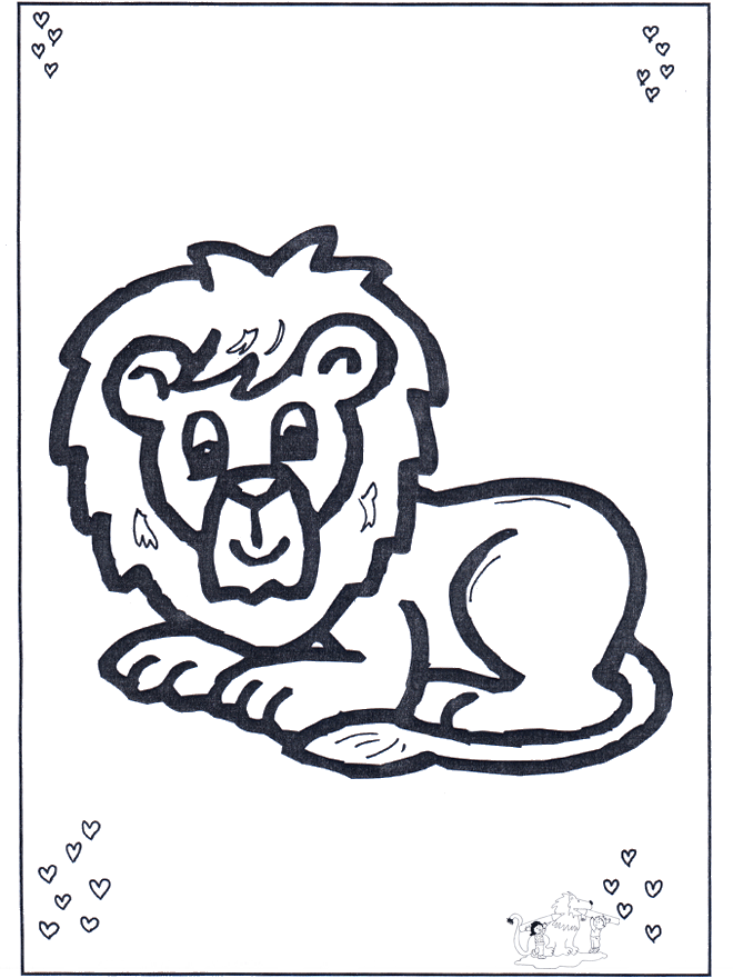 Lion couché - Coloriages Chats