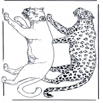 Coloriages d'animaux - Lion et léopard