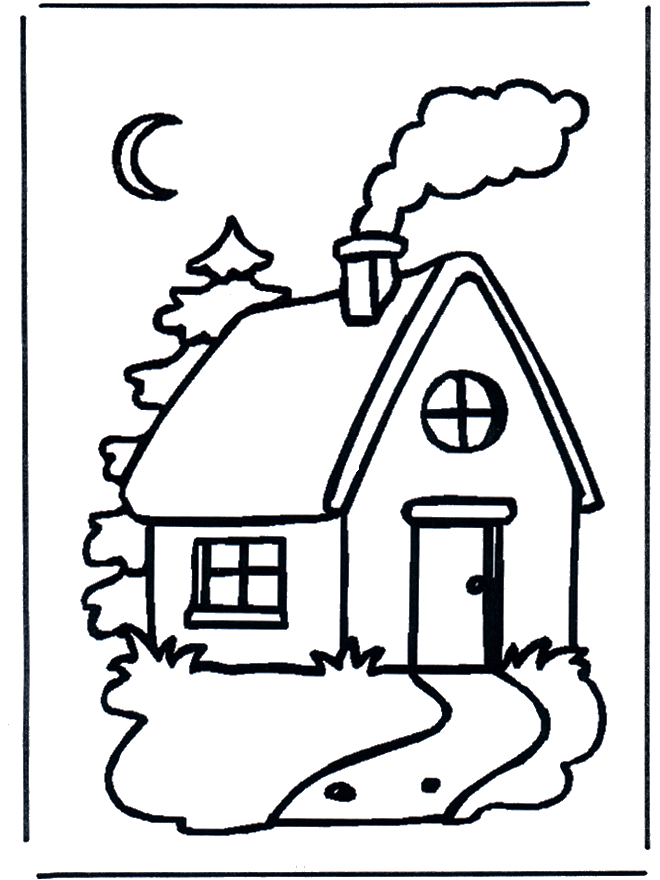 Maison dans la nuit - Coloriages Maisons