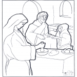 Coloriages Bible - Marie, Marthe et Jésus