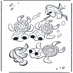 Coloriages pour enfants - Marlin et les tortues