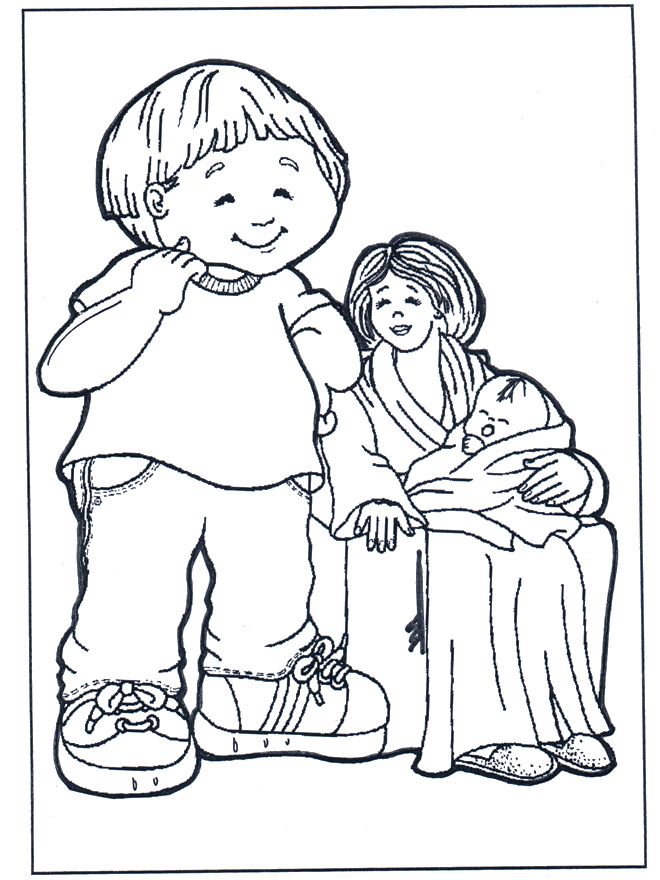 Mère avec enfants 2 - Coloriages enfants