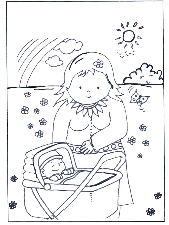 Mère et enfant - Coloriages Naissance