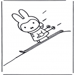 Coloriages pour enfants - Miffy fait du ski