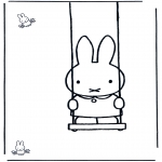 Coloriages pour enfants - Miffy sur la balançoire