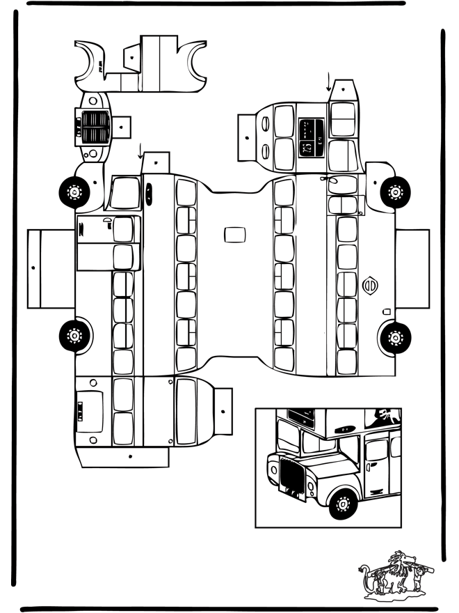 Modèle de construction - Bus à impériale - découpages