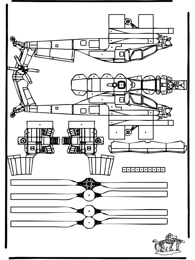 Modèle de construction - hélicoptère - découpages