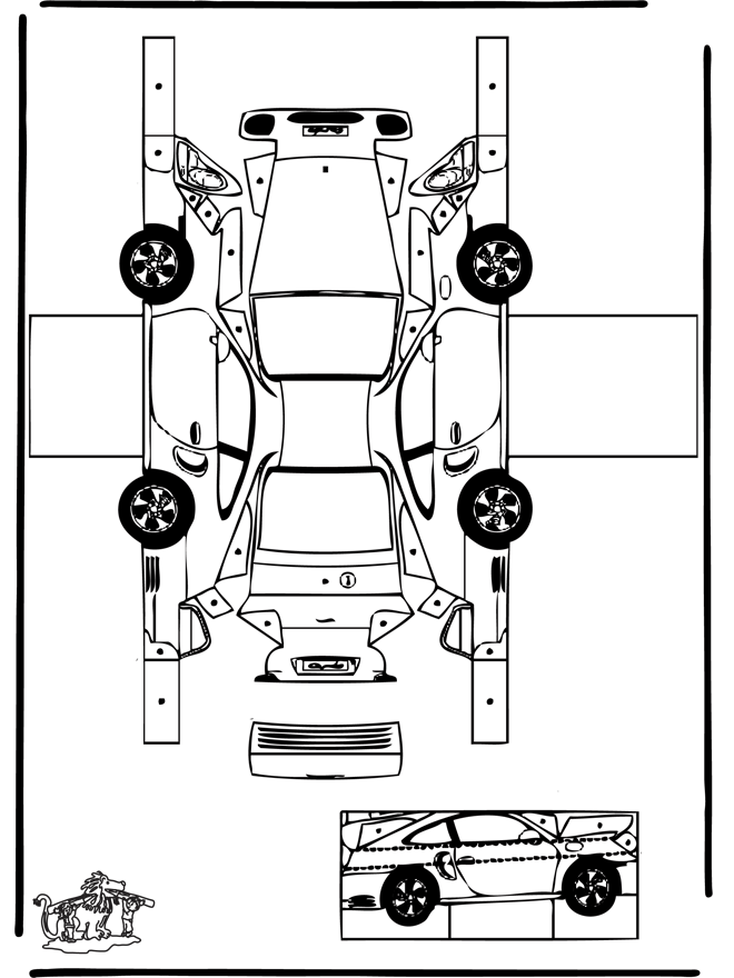 Modèle de construction - Porsche - découpages
