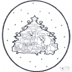 Coloriages Noël - Noël carte de piqûre 1