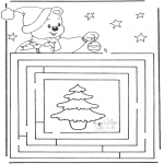 Coloriages Noël - Noël labyrinthe 3