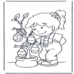 Coloriage thème - Oeufs dans l'arbre