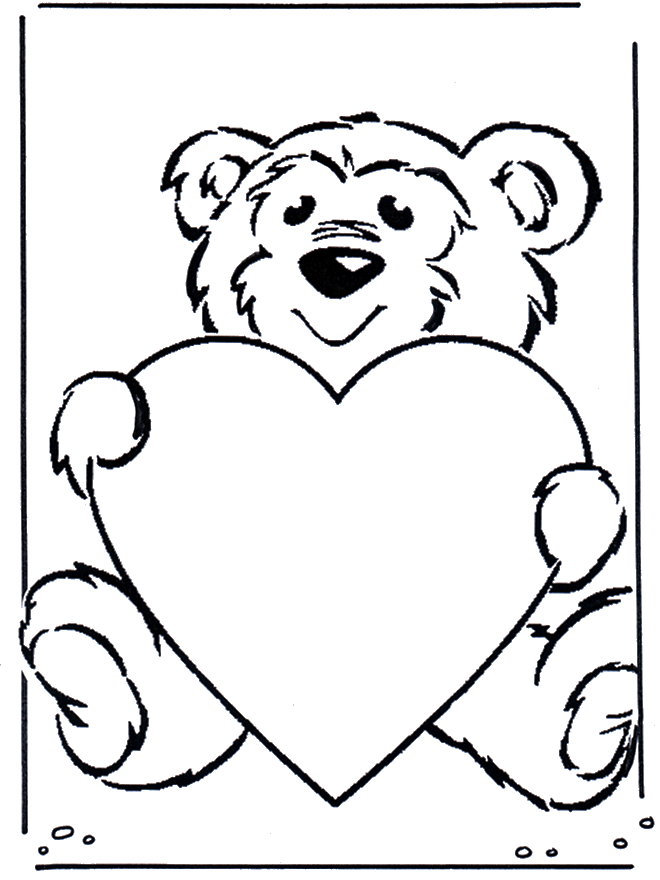 Ours avec coeur - Coloriages assortis