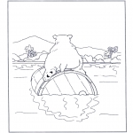 Coloriages d'animaux - Ours blanc sur tonneau