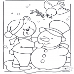 Coloriages hiver - Ours dans la neige