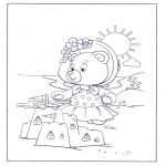 Coloriages faits divers - Ourson sur la plage