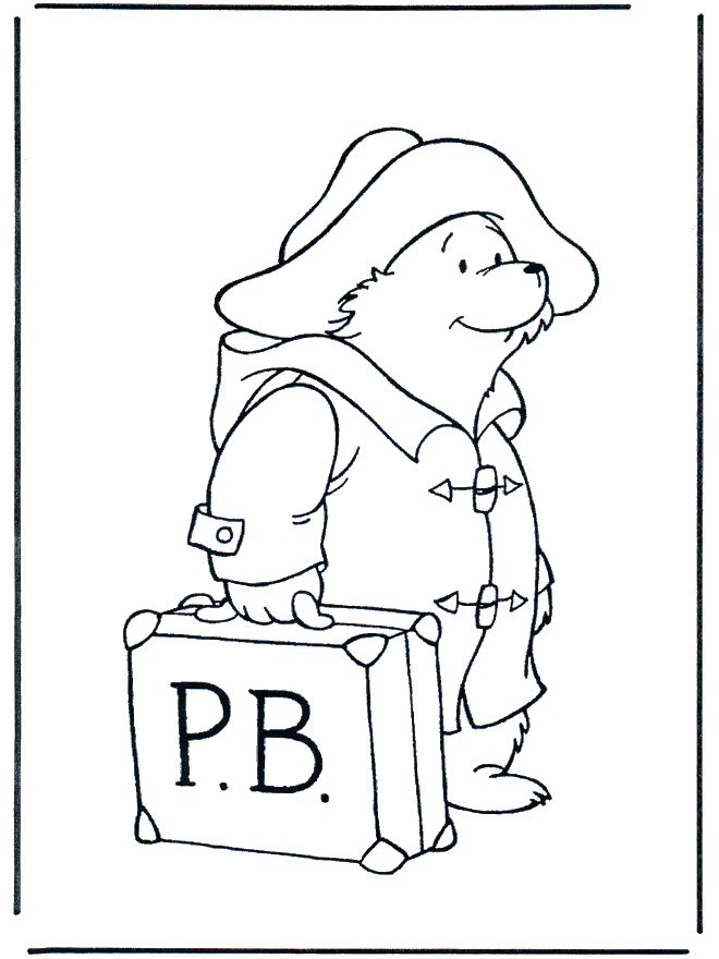 Paddington avec valise - Coloriages l'ours Paddington