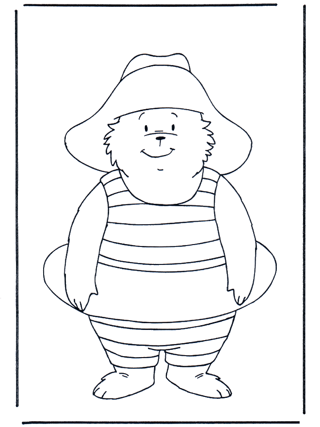 Paddington et piscine - Coloriages l'ours Paddington