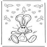 Coloriage thème - Peluche lièvre de Pâques