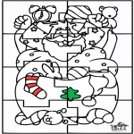 Coloriages Noël - Père Noël - Puzzle