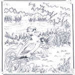 Coloriages d'animaux - Petit canard et elfe