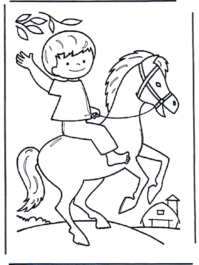 petit garçon au cheval - Coloriages enfants