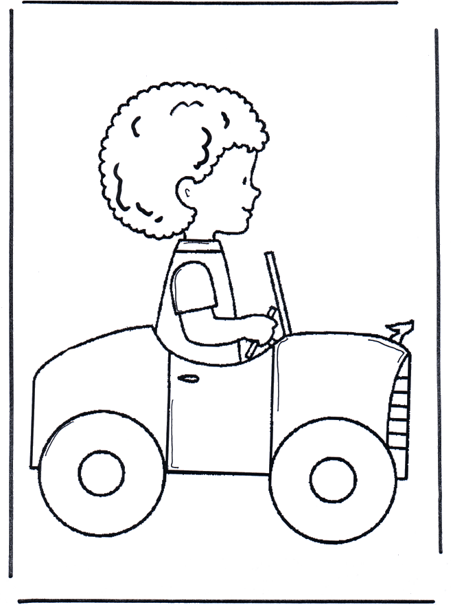 Petit garçon en voiture - Coloriages enfants