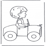 Coloriages pour enfants - Petit garçon en voiture