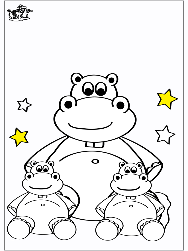 Petit hippopotame 4 - Coloriages animaux