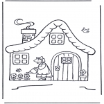 Coloriages pour enfants - Petit maison avec fleurs