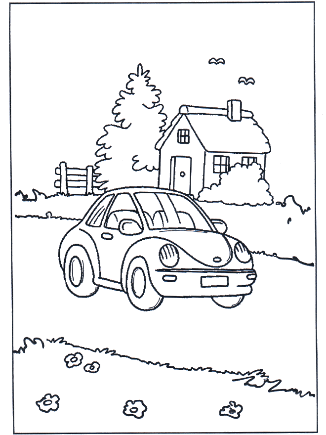 Petit maison et voiture - Coloriages autres