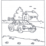 Coloriages pour enfants - Petit maison et voiture