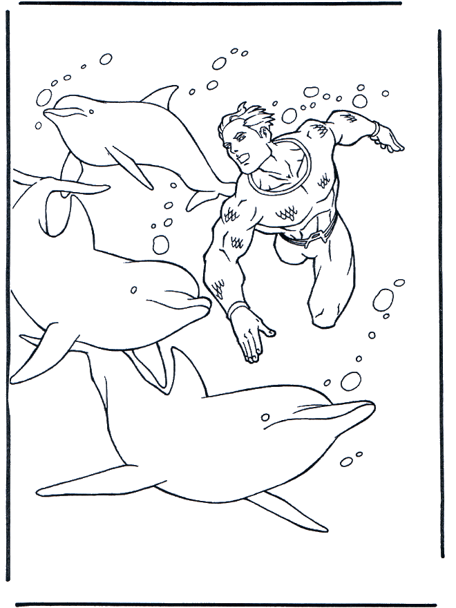 Plonger chez des dauphins - Coloriages Dauphins et animaux maritimes