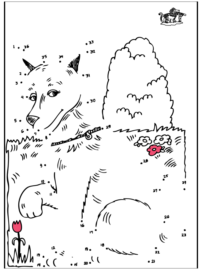 Points à relier - Chien - Dessin chiffres