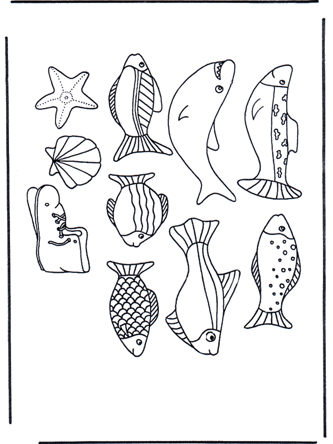 Poissons divers - Coloriages Dauphins et animaux maritimes