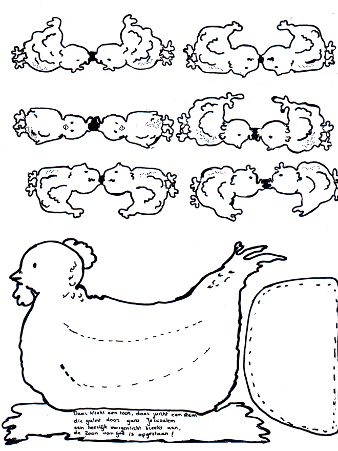 Poule de Pâques - Pâques couloriages bibliques