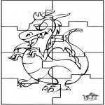 Bricolage coloriages - Puzzle - Dragon