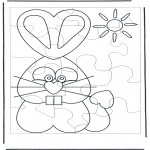 Coloriage thème - Puzzle du Lapin de Pâques 1