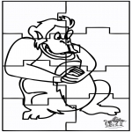 Bricolage coloriages - Puzzle - singe