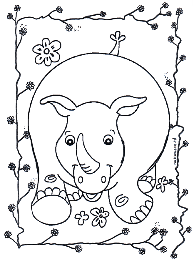 Rhinocéros content - Coloriages animaux