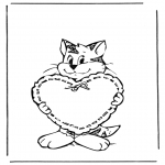 Coloriage thème - Saint-Valentin - chat