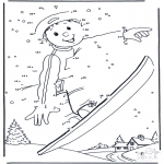 Coloriages hiver - Snowboarding