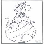 Coloriages d'animaux - Souris sur boule