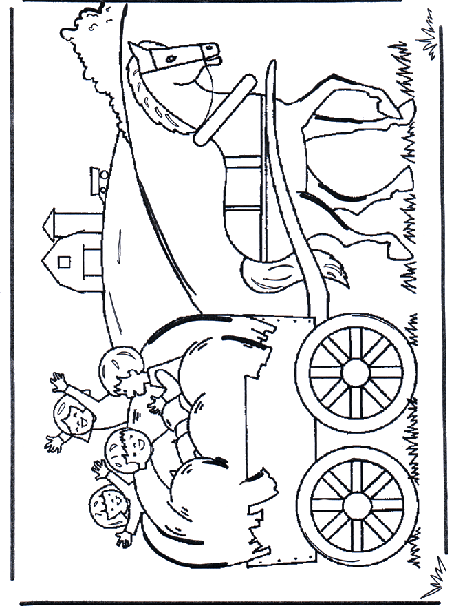 Sur le char de foin - Coloriages enfants