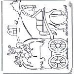 Coloriages pour enfants - Sur le char de foin