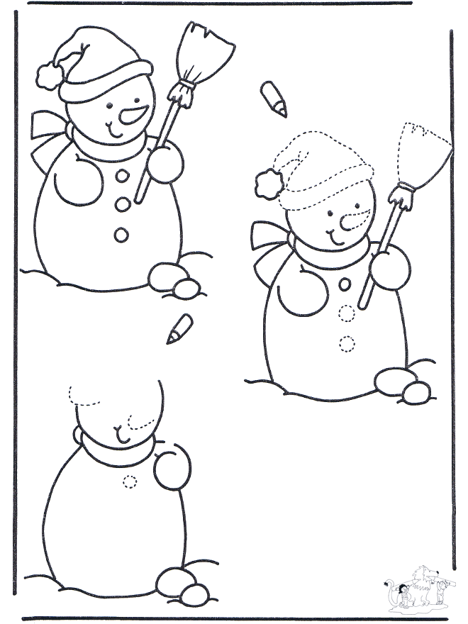 Termine le dessin du bonhomme de neige - Neige