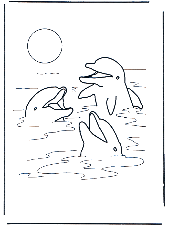 Trois dauphins - Coloriages Dauphins et animaux maritimes