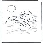 Coloriages d'animaux - Trois dauphins