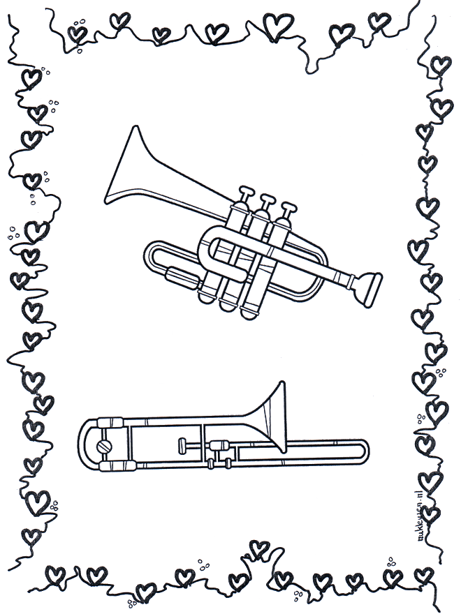 Trompette et trombone - Coloriages Musique
