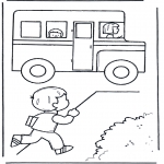 Coloriages pour enfants - Vers le car scolaire