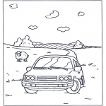 Coloriages faits divers - Voiture à la campagne